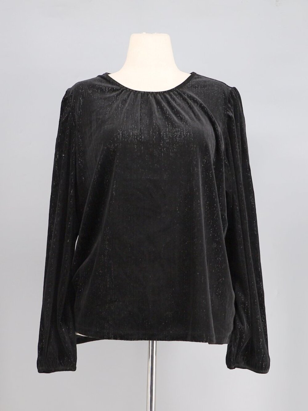 LOFT Black Metallic Shimmer Velour Long Sleeve Top Size XL